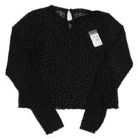 Nové - Čierna sieťovaná crop blúzka s kvetmi Primark