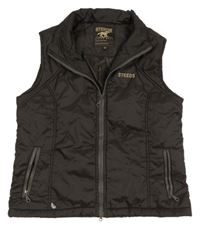 Kávová šušťáková zateplená vesta s logom Steeds
