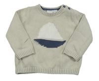 Sivý sveter s plachetnicou