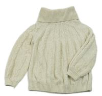 Smetanový vzorovaný žinylkový svetrový rolák C&A