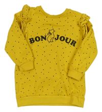 Žltá dlhá mikina s mačkou a volánikmi So Cute