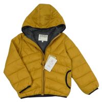 Nové - Hořčicová šusťáková prošívaná zimní bunda s kapucí M&S