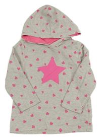 Sivo-ružová mikina so srdiečkami a kapucňou Topolino