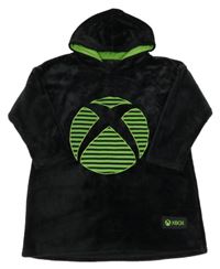 Černá plyšová oversize domácí mikina s logem XBOX a kapucí 