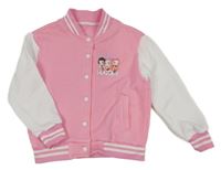 Světlerůžovo-bílá propínací baseballová propínací mikina Huntrix 