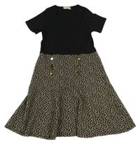 Černo-béžové vzorované midi šaty s gombíky Lipsy 