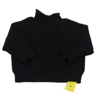 Nové - Čierny rebrovaný sveter s rolákom Shein