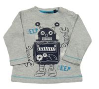 Šedé triko s robotem Blue Seven 