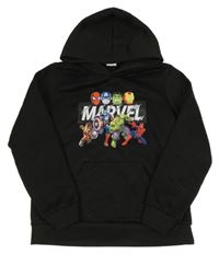 Čierna mikina s hrdinami a kapucňou