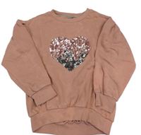 Staroružová oversize mikina so srdíčkem z flitrů Next