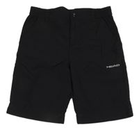 Černé šusťákové sportovní kraťasy s logem Head