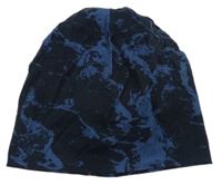 Tmavomodro-modrá batikovaná bavlněná čepice 