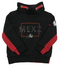 Čierno-červená mikina s logom a komínovým golierom Mexx