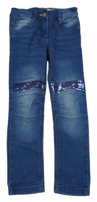 Modré teplákové skinny fit rifle s flitrami Lupilu