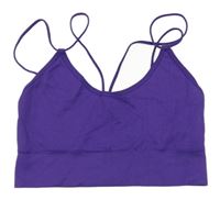 Fialový rebrovaný elastický crop top