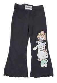 Tmavosivé rebrované flare tepláky s Kitty Primark