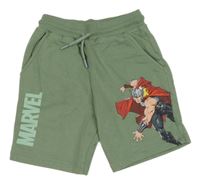 Světlezelené teplákové kraťasy s Thorem Marvel + George 