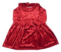 Červené zamatové šaty s golierikom H&M
