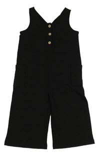 Čierny cargo rebrovaný nohavicový culottes overal Tu