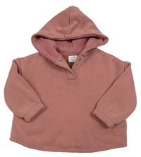 Starorůžová oversize teplá mikina s kapucí ZARA