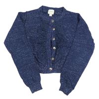 Tmavomodro-strieborný melírovaný prepínaci crop sveter s čipkou Yumi