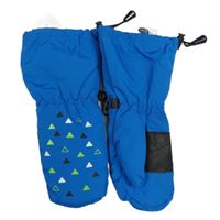 Modré šusťákové zimní funkční rukavice se vzorem  