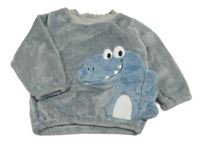 Sivá plyšová mikina s dinosaurom SHEIN