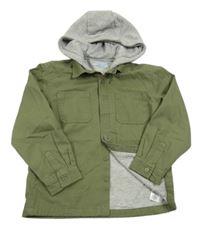 Khaki rifľová podšitá košeľová bunda s kapucňou PRIMARK