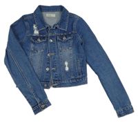 Modrá riflová crop bunda s prošoupáním Denim365