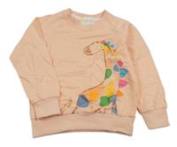 Broskvová mikina s dinosaurom