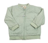 Světleolivová prešívaná šušťáková zateplená obojstranná bunda so cute