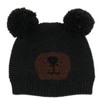 Tmavosivá melírovaná pletená čapica s bambulemi - medvedík Next