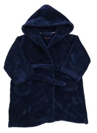 Tmavomodrý plyšový župan s kapucňou JASPER CONRAN