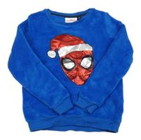Modrá plyšová mikina so Spider-manem s vánočním motívom MARVEL