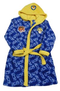 Safírovo-žlutý plyšový župan s Požárníkem Samem a kapucí 