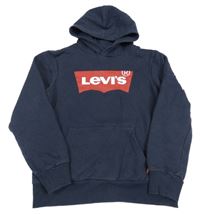 Tmavomodrá mikina s logem a kapsou a kapucí Levi´s