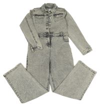 Svetlosivá plesňová rifľová kombinéza s golierikom Denim Co.