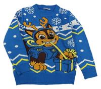 Modro-biely pletený sveter s PAW PATROL - Chase nickelodeon