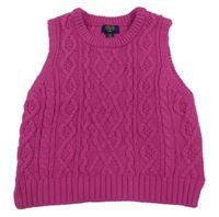 Tmavoružová vzorovaná pletená crop vesta OVS