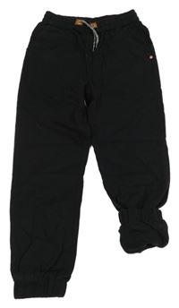 Černé cuff plátěné podšité kalhoty John Baner