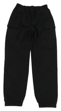 Černé cargo cuff šusťákové kalhoty SHEIN