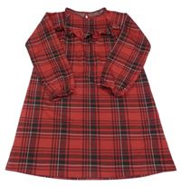 Červeno-čierno-biele kockované šaty s volánikmi POCOPIANO