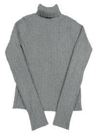 Sivý melírovaný rebrovaný úpletový crop rolák ZARA