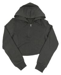 Tmavosivá crop mikina s kapucňou New Look