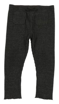 Čiernošedé melírované rebrované úpletové nohavice s mašlou M&S