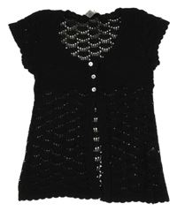 Čierna ažurová pletená prepínaci vesta Mackays