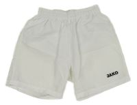 Biele šušťákové športové kraťasy s logom JAKO