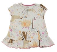 Bílá tunika se zvířátky a palmami Topolino