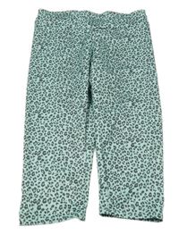 Mentolovo-černé vzorované capri sportovní legíny ACTIVE TOUCH