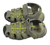 Šedo-limetkové koženkovo/textilní trekové sandály HIP&HOPPS vel. 35